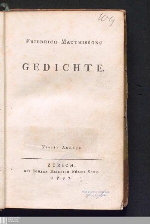 Friedrich Matthissons Gedichte