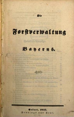 Die Forstverwaltung Bayerns