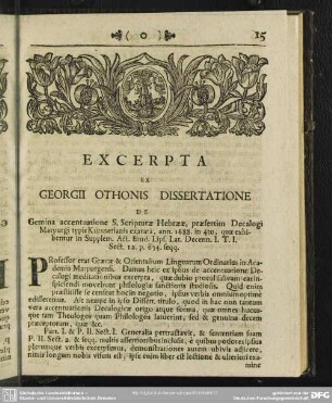 Excerpta Ex Georgii Othonis Dissertatione