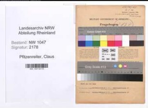 Entnazifizierung Claus Pfitzenreiter , geb. 04.03.1907 (Bueroangestellter)