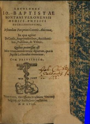 Lectiones in 2 fen primi Canonis Avicennae