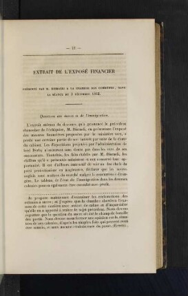 Extrait De L'Exposé Financier.