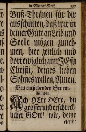 Bey entstehenden Sturm-Winden