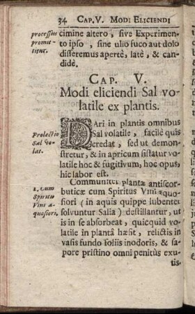 Cap. V. Modi eliciendi Sal volatile ex plantis.