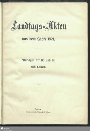 1.1920/22,2: Landtags-Akten / Vorlagen