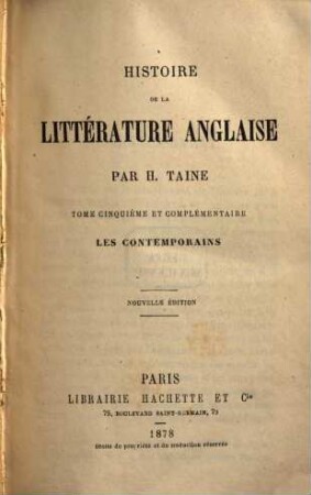 Histoire de la littérature anglaise, 5. Les contemporains