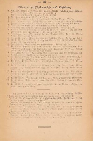 Literatur zu Psychoanalyse und Erziehung