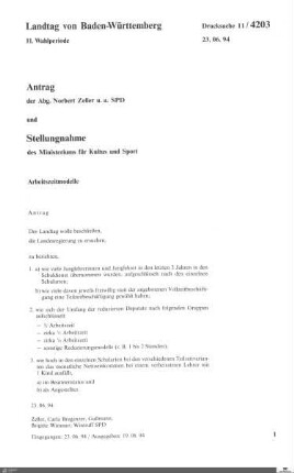 Antrag der SPD: Arbeitszeitmodelle