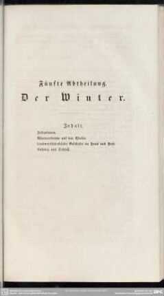 Fünfte Abtheilung. Der Winter