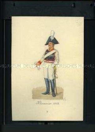 Uniformdarstellung, Kürassier des Regiments Kurfürst, Sachsen, 1802.