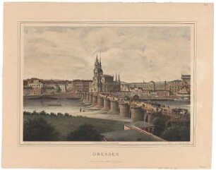 Ansicht von Dresden, Lithographie, um 1878 : Dresden / Lithographisches Inst. v. Paul Schulze, Dresden. - Dresden : Gutbier , [ca. 1878]. - 1 Kunstblatt : kolor. Lithogr. ; 40 x 27 cm