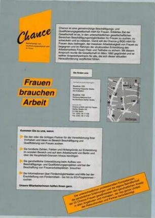 "Frauen brauchen Arbeit" Chance - Beschäftigungs- u. Qualifizierungsgesllschaft m.b.H. für Frauen