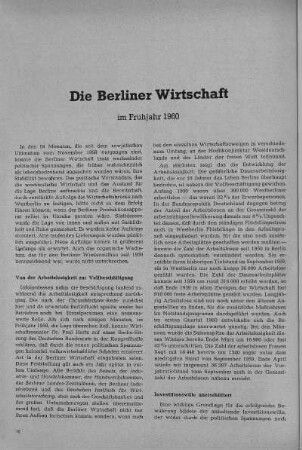 Die Berliner Wirtschaft im Frühjahr 1960