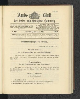 No. 113, 14. Mai 1918