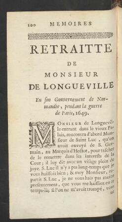 Retraite De Monsieur De Longueville