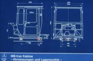 MB-Trac Kabine - Abmessungen und Lagerpunkte