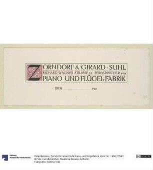 Zorndorf & Girard Suhl Piano- und Flügelfabrik