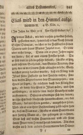 Elias wird in den Himmel aufgenommen. 4 B. Kön. 2.