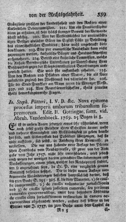 Nova epitome processus imperii amborum tribunalium supremorum. Ed.II.