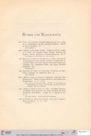 Bücher und Manuscripte (Nr. 1493 - 1546)