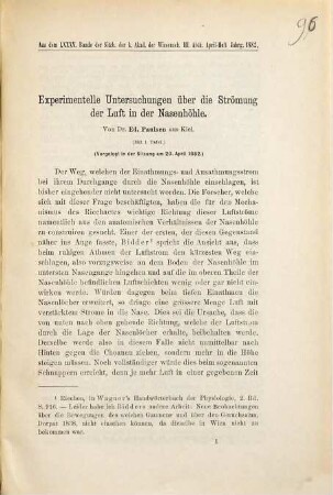Experimentelle Untersuchungen über die Strömung der Luft in der Nasenhöhle