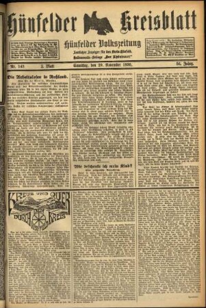 Zweite Ausgabe vom Samstag, den 29. November 1930.