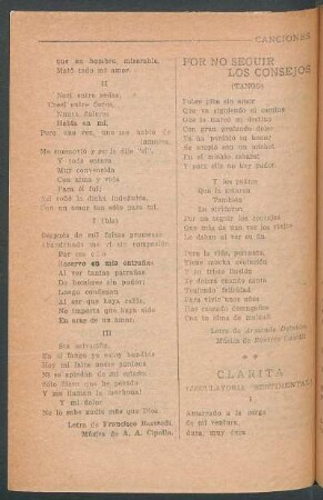 Por no seguir los consejos : (Tango)