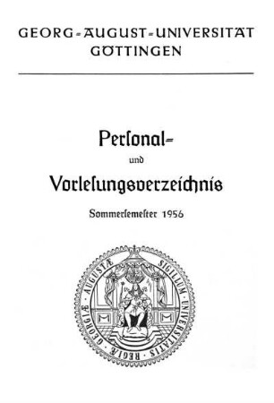 SS 1956: Personal- und Vorlesungsverzeichnis ...
