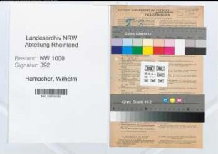 Entnazifizierung Wilhelm Hamacher, geb. 31.10.1888 (Postschaffner)