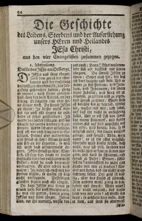 Die Geschichte des Leidens, Sterbens und der Auferstehung unsers Herrn und Heilandes Jesu Christi, aus den vier Evangelisten zusammen gezogen.