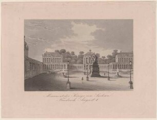 Das Denkmal Friedrich August I. von Sachsen vor dem Wallpavillon im Zwinger in Dresden