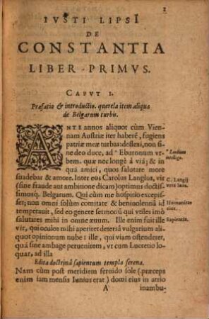Ivsti Lipsi[i] De Constantia Libri Dvo : Qui alloquium praecipue continent in Publicis malis