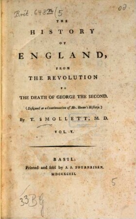 The History Of England : From The Revolution To The Death Of George The Second ; (Designed as a Continuation of Mr. Hume's History.). 5
