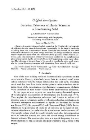 Statistical behaviour of elastic waves in a reverberating solid