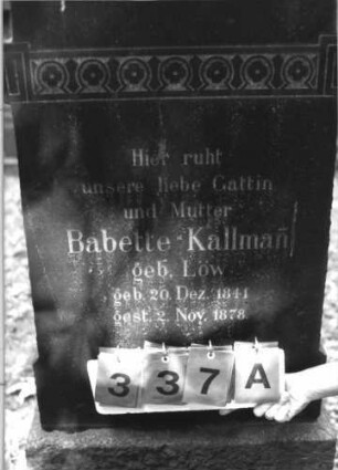 Grabstein 337 [Hahn S. 114 Grab-Nr. 259]: Grabstein 337 A [Hahn S. 114 Grab-Nr. 259]