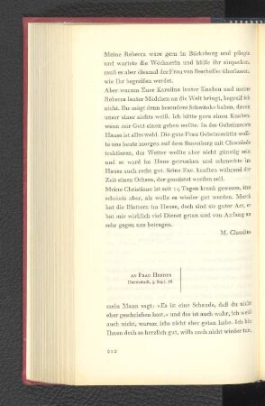 An Frau Herder Darmstadt, den 3. September 1776