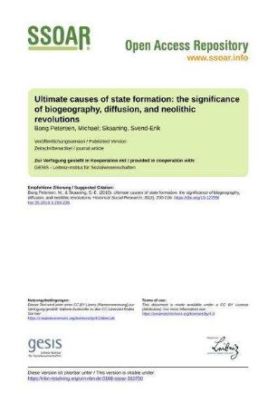 Ultimate causes of state formation: the significance of biogeography, diffusion, and neolithic revolutions