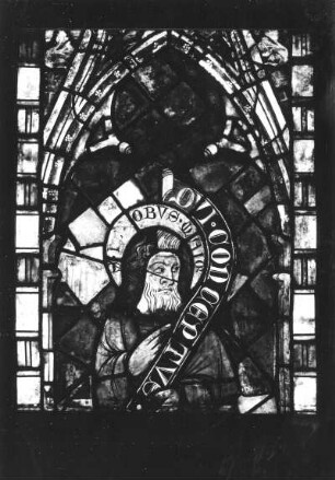 Apostel Jakobus der Ältere (Kopf) : Apostel Jakobus der Ältere (Kopf). Glasmalerei (um 1340/1350). Mühlhausen, Pfarrkirche Sankt Blasius (N II (6a))