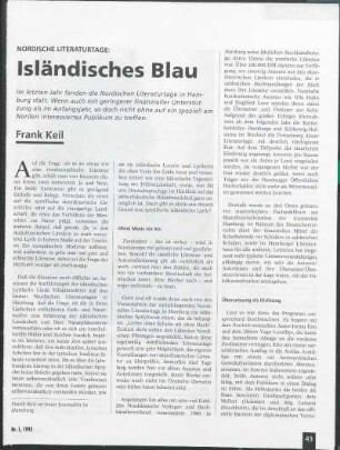 Nordische Literaturtage: Isländisches Blau