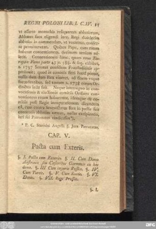 Cap. V. Pacta cum Exteris.