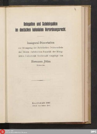 Delegation und Subdelegation im deutschen kolonialen Verordnungsrecht