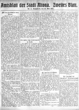 Nummer 21. Zweites Blatt. : Sonnabend, den 23. Mai 1925