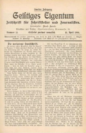 Nummer 14 (15. April 1906)