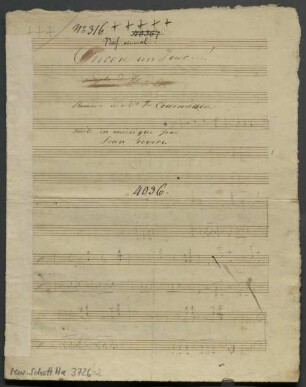 Encore un jour, V, pf, V, guit, G-Dur - BSB Mus.Schott.Ha 3726-2 : [title page:] N|o 316 // Noch einmal! // Encore un Jour...! // [crossed out: paroles de J // Romance de J. Co] // Romance de M|r J. Commerson // mise en musique par // Jean Gevers.