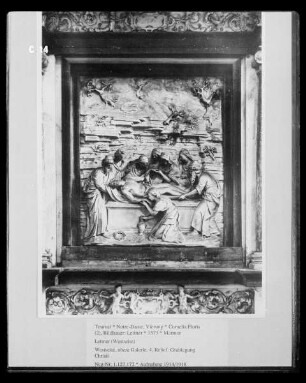 Lettner (Westseite) — Westseite, obere Galerie, 4. Relief: Grablegung Christi