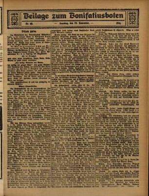 Ausgabe vom Sonntag, den 29. November 1914.
