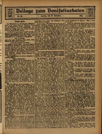 Ausgabe vom Sonntag, den 29. November 1914.