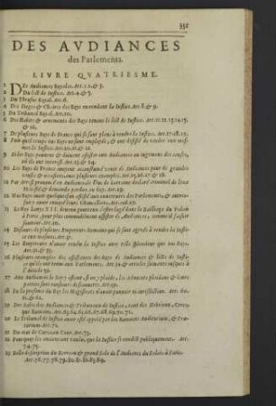 Des audiances des parlements. livre quatriesme.