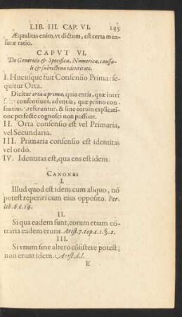 Caput VI. De Generica Et Specifica, Numerica, caussali et subiectiva identitate.