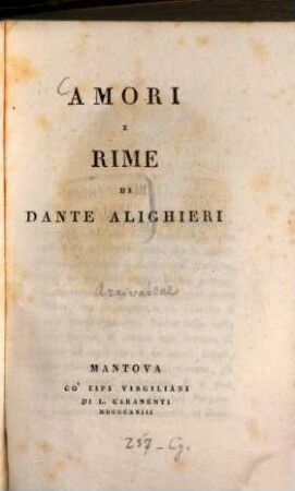 Amori e rime di Dante Alighieri